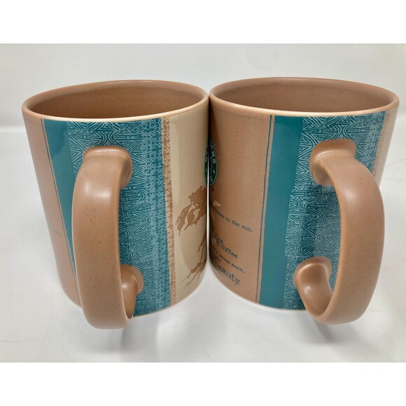Two Starbucks Coffee Tea Mugs " Thanks to Manolo" Ceramic Mugs Brown Green 18 Oz - Picture 9 of 10